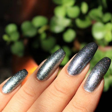 DeBelle Gel Nail Polish Grey Glitteratti (Silver Glitter Nail Paint)|Non UV - Gel Finish |Chip Resistant | Seaweed Enriched Formula| Long Lasting|Cruelty and Toxic Free| 8ml